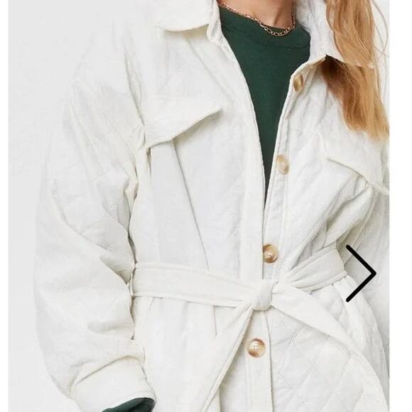 NWT JCL design in Paris Quilted Cream Longline Belted Jacket Size Medium - Picture 2 of 4